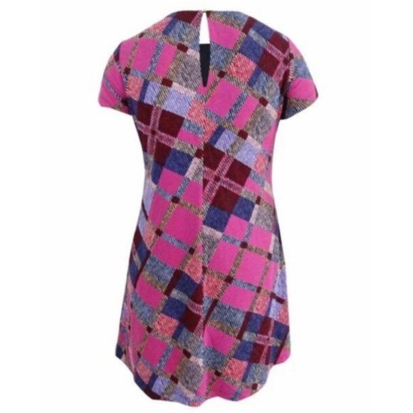 Ellen Tracy Plaid Keyhole Back Shift Dress - Picture 3 of 6